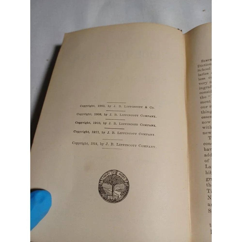 Vintage New‎ School Dictionary Joseph Worcester 1914 HC Reference Lippincott